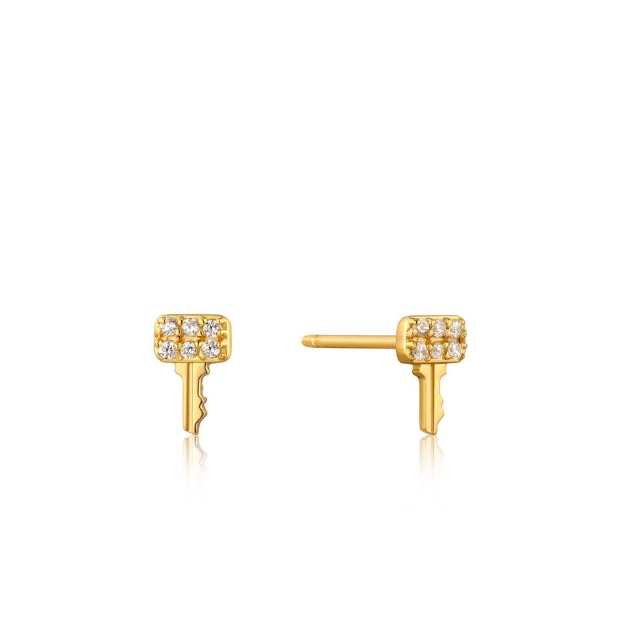 Ania Haie Earrings Gold Key Sparkle Stud