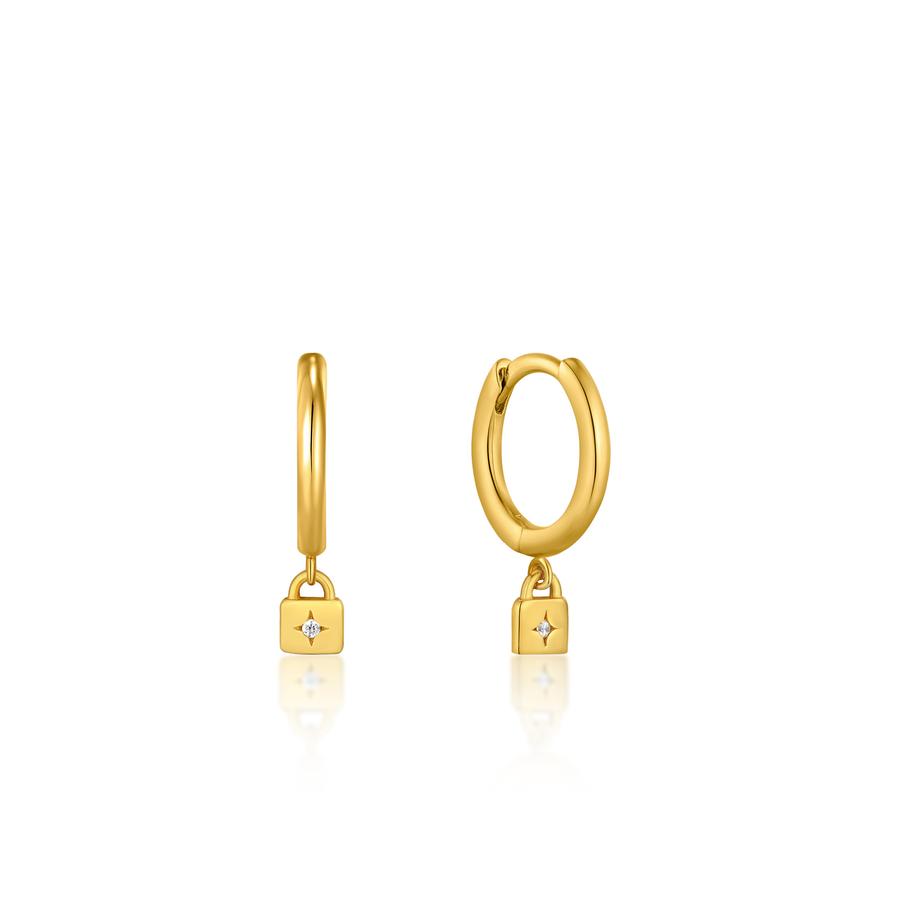Ania Haie Earrings Gold Padlock Huggie Hoop