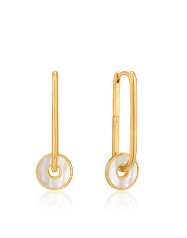 Ania Haie Earrings Gold Mother Of Pearl Disc Hoop